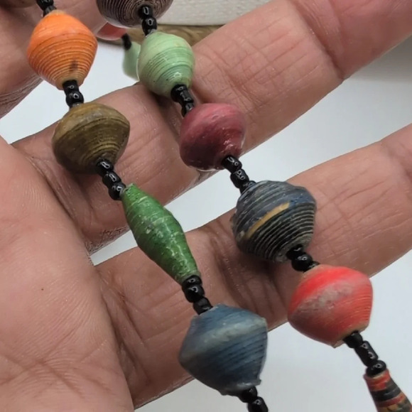 Colorful Ugandan Beaded 40" Necklace with Vibrant Eclectic Look - Picture 5 of 5